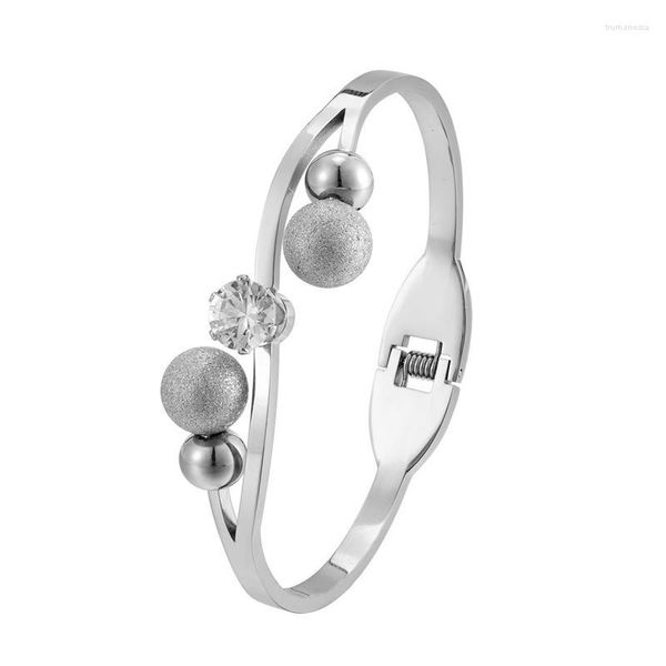 Bangle Mosted Nearnable Stem Ball Cubic Circonia Spring Open Bracelet for Woman Love Свадебный подарки