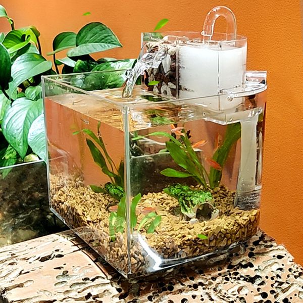 Aquários Desktop Mini Aquário Filtração de Água Pequena Paisagem Ecológica Beta Tropical Home Office Aquário Tanques Presentes 230620