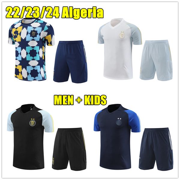 22 23 Argélia Algerie Futebol Tracksuit Jerseys Kit Set 2023 2024 Mangas Curtas Treinamento Terno Futebol Tracksuits Survetement Foot Chandal Futbol Sportswear Top