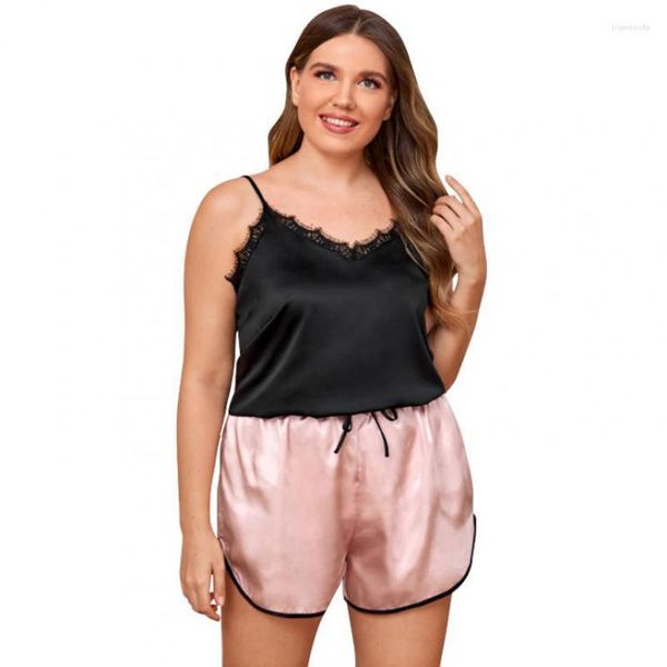 Damen-Nachtwäsche, XL-4XL, V-Ausschnitt-Pyjama, Straps-Camishorts-Anzug, sexy Damen-Nachtwäsche, zweiteiliges Schlaf-Set, Sommer-Hauskleidung