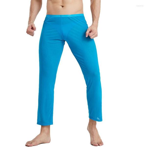 Мужская одежда для сна сетки с помощью свободных дышащих пижамских брюк повседневное домашнее сон дниты мужчины.