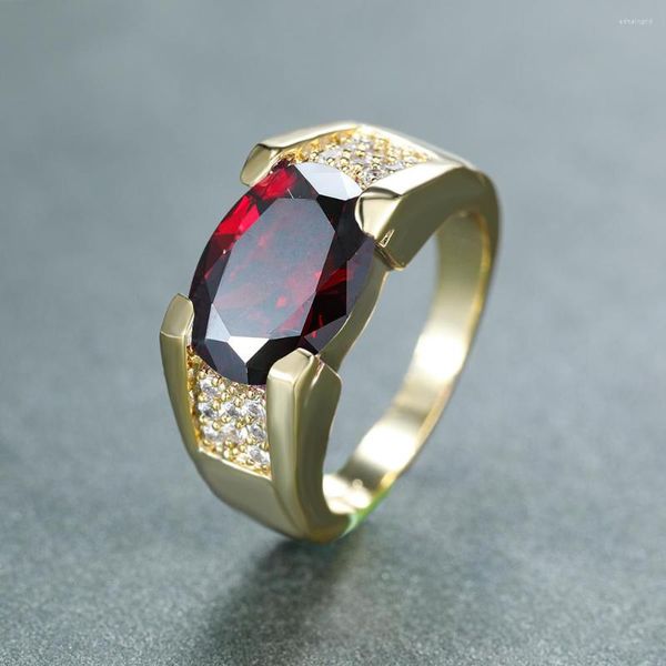 Обручальные кольца унисекс женщина мужской овальный красный камень для мужчин Женские антикварные золотые цвета