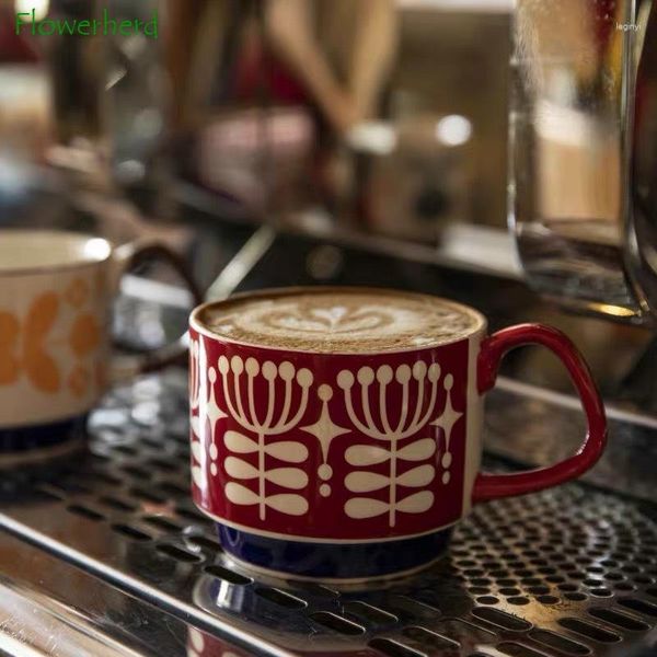 Canecas Estilo Nórdico Criativo Caneca de Cerâmica Pintada à Mão Xícara De Café De Porcelana Chá Da Tarde Com Asa Leite Personalidade