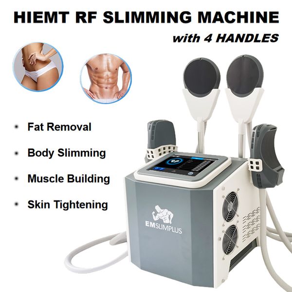 4 Kulplar Emslim Zayıflama RF Cilt Gençleştirme Makinesi Hiemt Kas Oluşturma Yağ Tüm vücut ince güzellik ekipmanlarını çıkarın