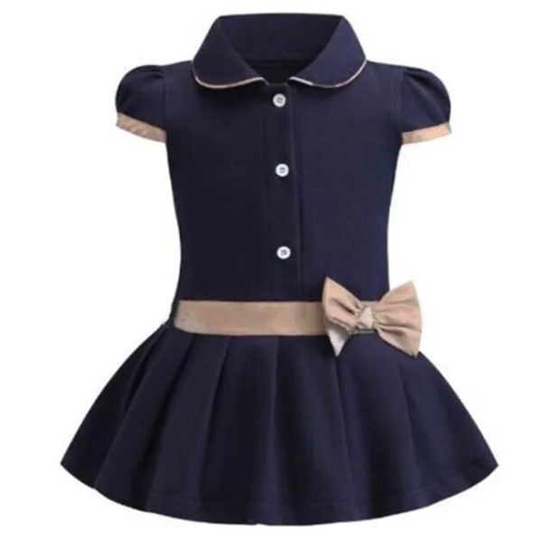 Дизайнерское платье для девушки в стиле колледжа в стиле с коротким рукавом с плиссированной плиссированной рубашкой для рубашки детской одежда для модных брендов одежда
