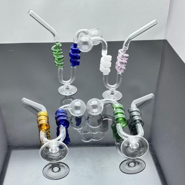 Cachimbos de fumaça Bong de vidro com equipamento de óleo Bongs de água Clássico conjunto de cigarros de vidro colorido com base