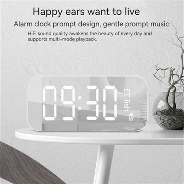 Mini Hoparlörler Ayna Çalar Saat Bluetooth Hoparlör Zaman Ekranı Mini Hoparlör Oynat Hoparlör Bluetooth Subwoofer Surround Hoparlörler