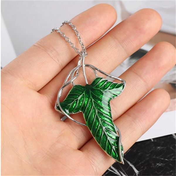 Ketten Vintage Elf Green Leaf Halskette Trendy Der Hobbit Anhänger Pin Großhandel Kette Schmuck Frauen Geschenke