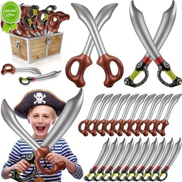 Новая 5шт пиратская вечеринка надувное надувное меч детей пиратская тема тема дня рождения декор подарка подарки подарки для игрушки Хэллоуин капитан косплей поставки