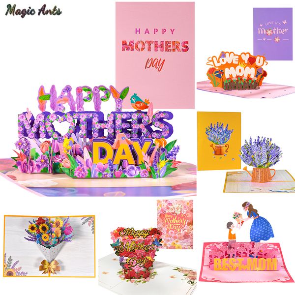 Outros suprimentos para festas de eventos 3D Pop Up Cartões de Dia das Mães Presentes Buquê de Flores Saudação Flores para Mãe Esposa Aniversário Simpatia Fique Bem 230620