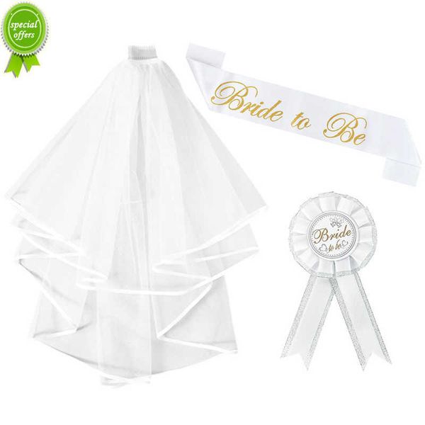 New Bride To Be Sash White Veil with Pettine Badge Wedding Bridal Shower Decoration Addio al nubilato Addio al nubilato Forniture Groom To Be