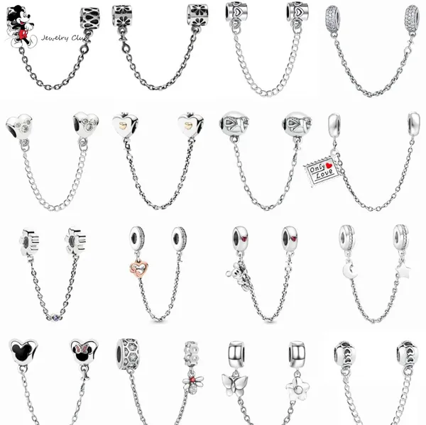 Für Pandora Charm 925 Silber Perlen Charms 26 Arten Sicherheitskette Charm Set Anhänger DIY feinen Perlenschmuck