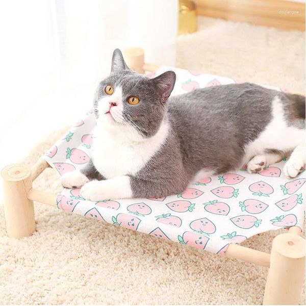Кровати для кошек деревянный гамак съемной кровать -лаундж зал для спящего коврик легко удалить и вымыть лагерь для домашних животных