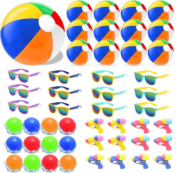 LED Flying Toys 12/8/6 Set Summer Water Toys for Kids Birthday Party Swimming Pool Party Favors Óculos de Sol Bolas Infláveis Pistola D'água Pólo Aquático 230621