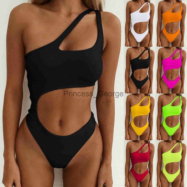 Costumi da bagno donna taglie forti Costumi da bagno monospalla a vita alta Bikini incrociato 2 pezzi Costume da bagno Costume da bagno donna con pantaloncini x0621