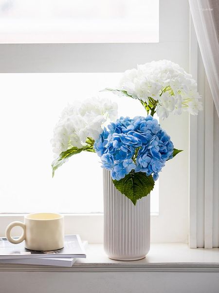 Vasos Hortênsia flor artificial high-end decoração de sala de estar e mesa de jantar adereços falsos super realistas