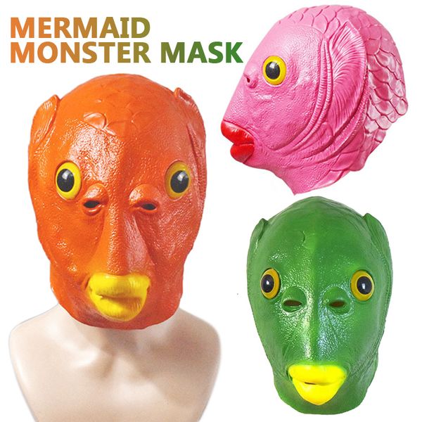 Novità Giochi Divertente Copricapo di pesce verde Sirena Mostro Maschera Pesce Zucchero Colla Copricapo animale Colore casuale Per bambini Adulti Regalo divertente 230621