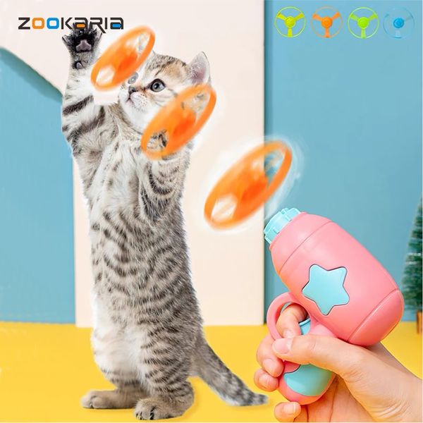 1pc Katze Fetch Tracks Spielzeug Fliegende Propeller Disc Untertasse Launcher Jagd Spiel Spielzeug Zusammenspiel Ausübung Spielzeug Ausbildung Liefert