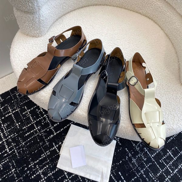 Sandálias de grife de marca de luxo sapatos casuais femininos Espanha Hereu tecido dedo do pé embrulhado sapatos formais moda verão fivela sapatos retro romanos pretos 35-40 com caixa