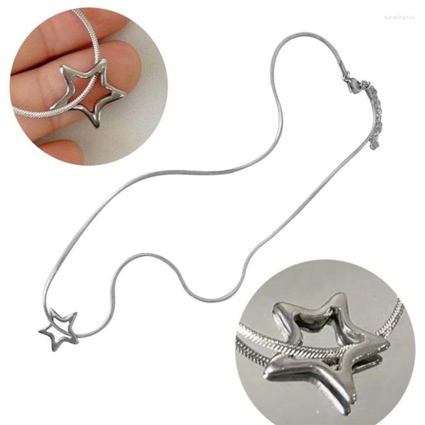 Anhänger Halsketten Pentagramm Choker Stern Halskette Mädchen Frauen Y2k Schmuck Stahl Material Für Mädchen T8DE