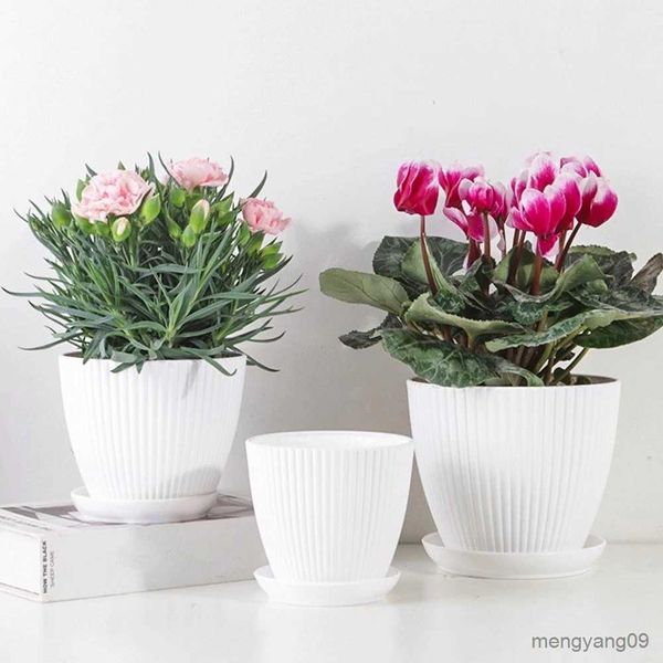 Conjunto de vasos para plantador Vaso de plantas suculentas Vaso de flores com bandeja Recipiente de plantas Vaso de plantas de plástico Recipiente decorativo moderno R230621