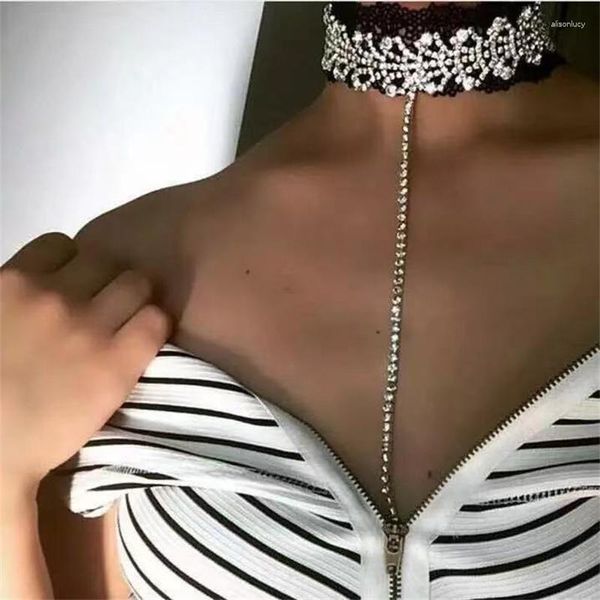 Correntes Luxuros Sexy Feminino de Cristal Longo Cristal Longo Colar Tassel Moda Geométrica Stromesto Jóia de Jóias Acessórias de Nightclub