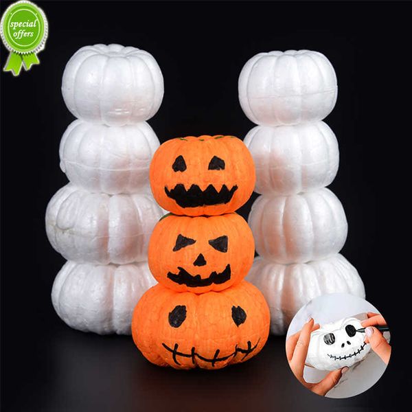 Neue 10 Stück weiße Schaumkürbismodelle Polystyrol Styropor künstlicher Kürbis DIY handgemachtes Handwerk Kindergeschenk Halloween Dekoration Requisiten