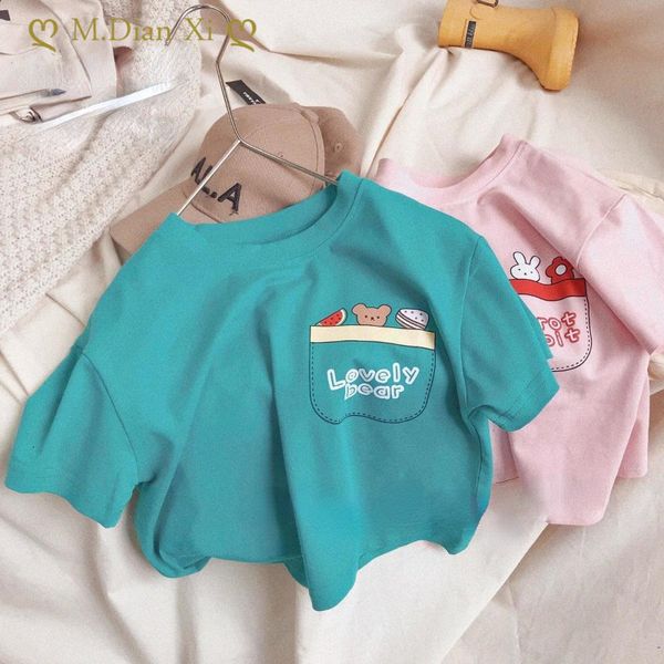 T shirts 100 Cotton Kids Short Sleeve T shirt Summer Korean Version Boy and Girl Cartoon Half Baby Casual Top 230620