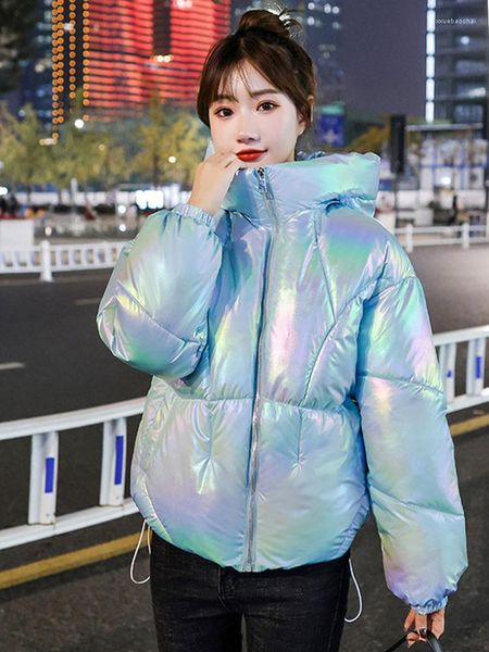 Damengrabenmäntel Korean Winter warme dicke Frauen Kurzparkas High Street Mode Cotton gepolstert Frauen Down Jacke elegante Kapuzekleidung