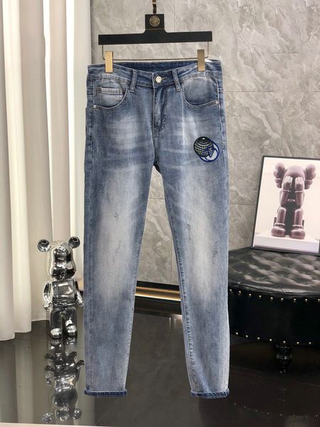 23SS Summer Designer Jeans Men's Denim Bordado Calças Fashion American Size 28-38 Hip Hop Calças Desgastadas com Zíper Masculino Mais Vendido