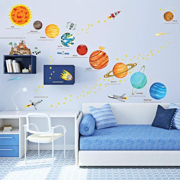 Autocollants muraux neuf planète PVC auto-adhésif décor de chambre d'enfants rêve galaxie décoration chambre accessoires pour la maison