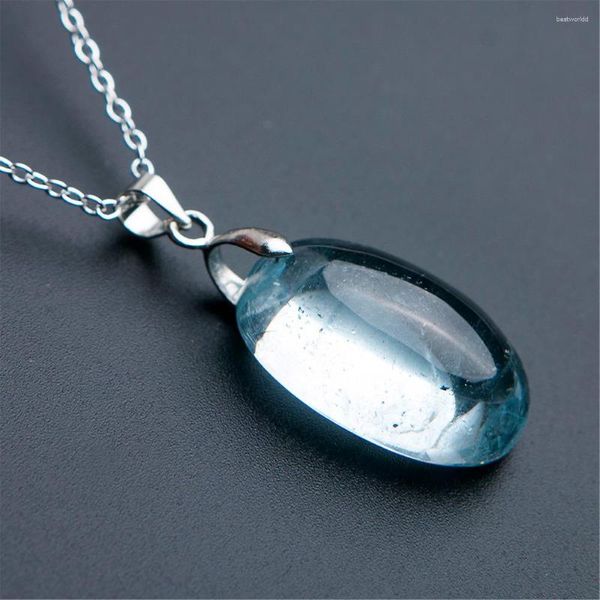 Collane con ciondolo Natural Blue Ocean Crystal Bead Lady Stretch Round Gem Stone Fashion Healing Drop