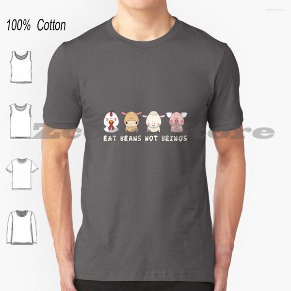 Herren-T-Shirts „Eat Beans Not Beings“, veganes Hemd, Baumwolle, bequem, hochwertig, Schwein, Kuh, Schaf, Tierrechte