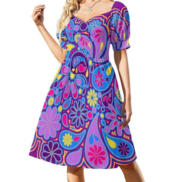 Vestidos casuais básicos Retro Paisley Flower Bohemian Hippie Art Dress vestido de noite senhoras terno de verão 230620