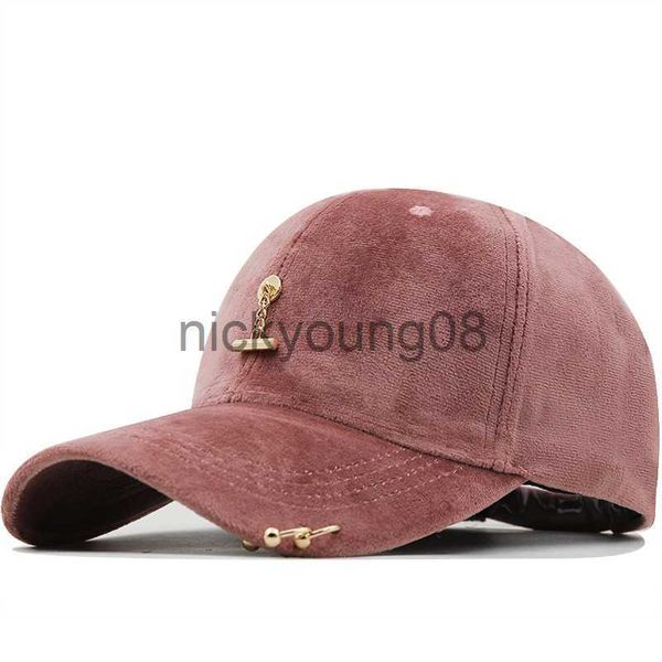 Berretti da baseball Fashion Brand Girl Snapback Berretto da baseball Donna Gorra Street Hip Hop Suede per donna Cappelli da baseball con anello rosa nero x0621