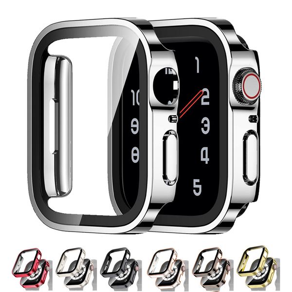 Uhrengehäuse aus Glas für Apple Watch Cover 40 mm, 44 mm, 41 mm, 45 mm, Rahmen, gerade Kante, Stoßstange, IWatch Serie 8, 7, 6, SE 5