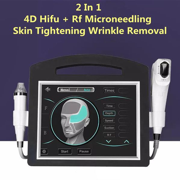 2 em 1 RF Microneedling 4D HIFU Machine Microneedle Fractional Scar Stretch Mark Treatment Remoção de Acne Rejuvenescimento da Pele Lifting Facial Equipamento de Emagrecimento Corporal