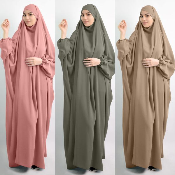 Ethnische Kleidung Eid mit Kapuze muslimische Frauen Hijab-Kleid Gebetskleidungsstück Jilbab Abaya Long Khimar Full Cover Ramadan-Kleid Abayas Islamische Kleidung Niqab 230620