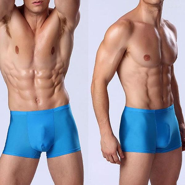 Mutande Seta Ghiaccio 3D Alta Flessibile Stile Confortevole Uomo Super Sottile Boxer Pantaloni Pantaloncini Biancheria Intima Asciugatura Rapida Bianco 8031