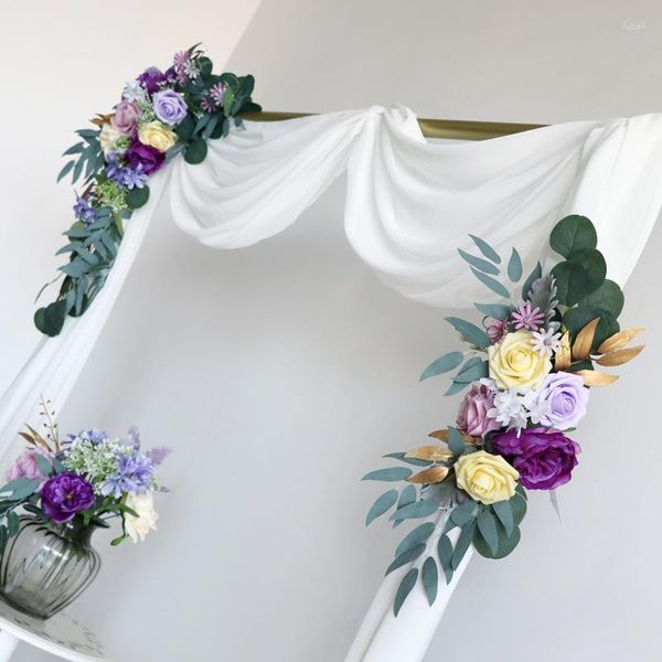 Party-Dekoration, 2 Stück, künstliche Blumen, Hochzeit, Hintergrund, Kranz, Dekor, Willkommenskarte, Schild, Ecke, Wand-Requisiten, Arrangieren, Bogen, gefälschte Blumenreihe