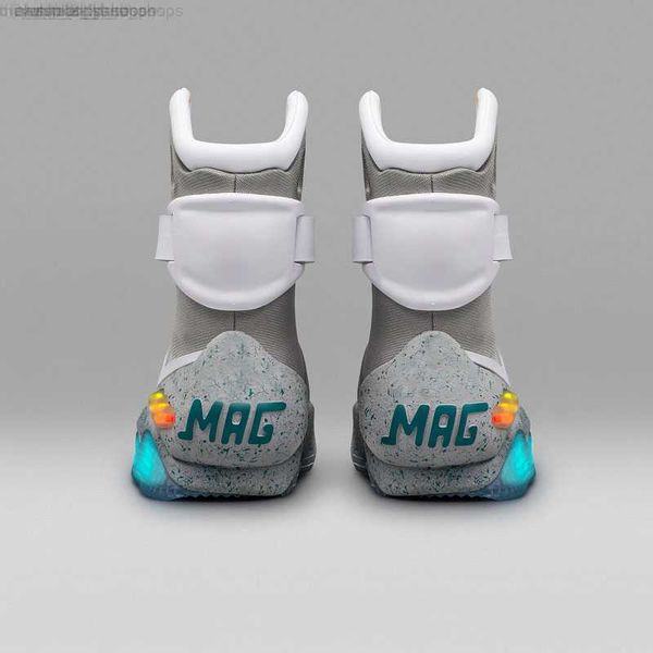 OG TOP Ritorno al futuro Lacci automatici Air Mag Sneakers Scarpe led di Marty Mcfly Ritorno al futuro Glow In grigio scuro TOP Mcflys Sneakers Ritorno al futuro stivali UK 6-12