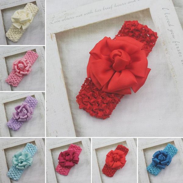 Acessórios de cabelo 25 pçs 8 cm Faixa elástica de crochê para bebê menina Tecido de cetim Rosa Meninas Bandas Pografia Adereços para crianças