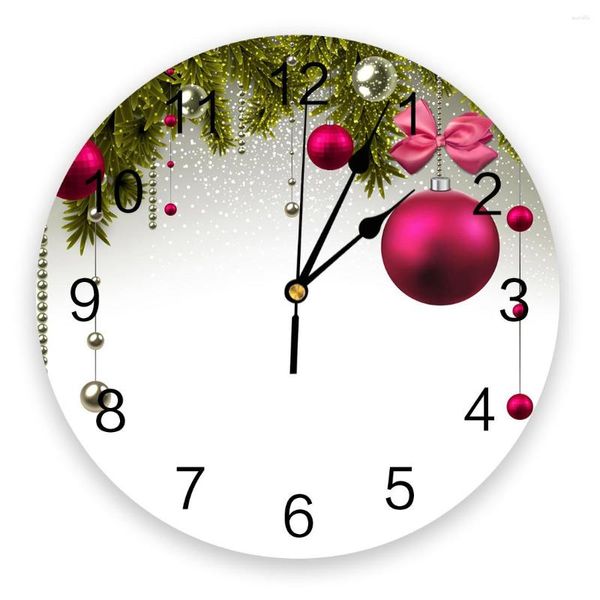 Relógios de parede Relógio de árvore de bola de arco de Natal Design moderno Decoração de sala de estar Relógio mudo Decoração de interiores de casa