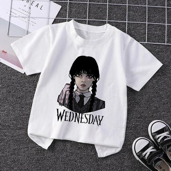 T shirts Casual Top Wednesday Addams Children T Shirt I Hate People Cartoons Clothes Kid Girl Boy Nevermore Academy T Shirt Little Baby 230620