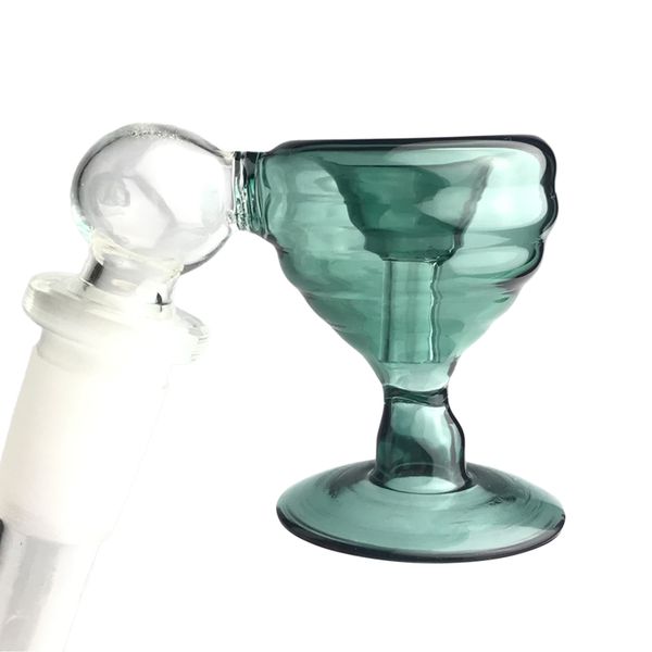 Mini tigela de bong apanhador de cinzas de vidro com 2 polegadas 55 graus 14 mm azul verde colorido colorido grosso pirex vidro de água xícara de cinzas de tigelas fumantes
