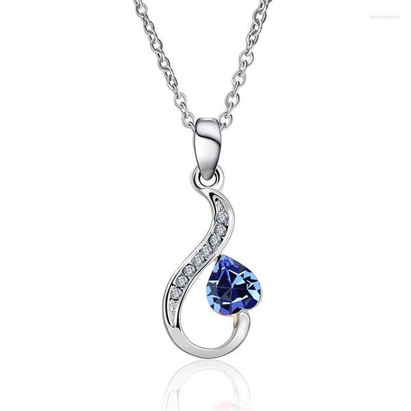 Подвесные ожерелья NL-00323 Корейские модные украшения для женщин серебряный серебряный роскошный хрустальный ожерелье сердца подарки на День святого Валентина.