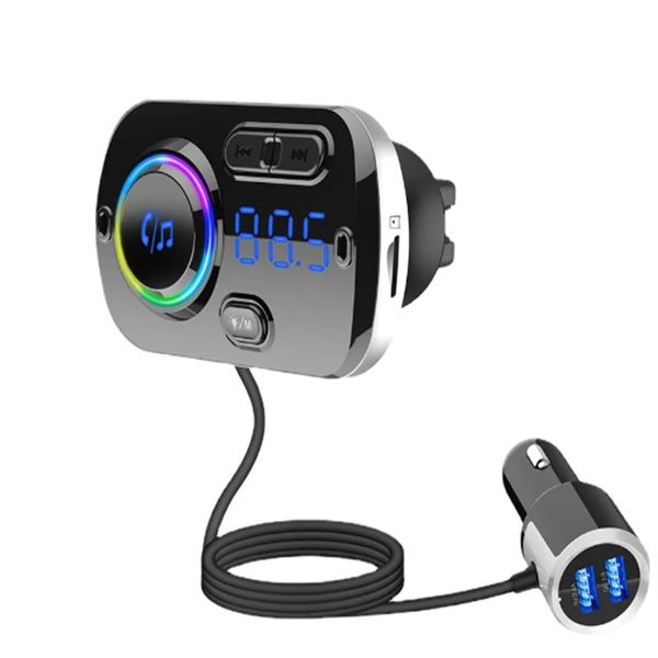 Nouveau lecteur MP3 de voiture BC49BQ avec Bluetooth 5.0, lumière ambiante colorée, charge rapide intelligente QC3.0