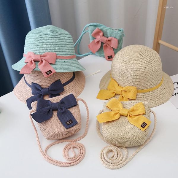 Шляпы детские летние солнце для маленьких девочек бахновые принцесса соломенная шляпа с сумкой малыш Панама