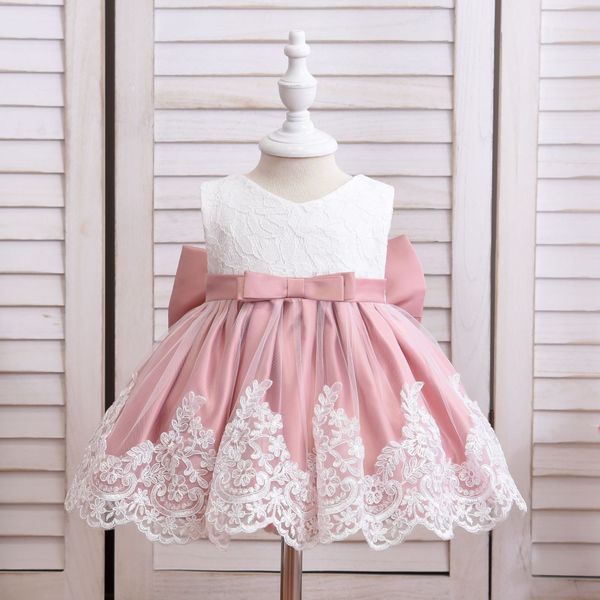 Vestidos para bebês meninas com tiara infantil de renda sem mangas para batismo vestido formal para recém-nascido