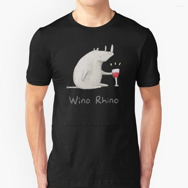 Erkekler tişörtleri wino rhino yaz güzel tasarım hip hop t-shirt üstler şarap rinoceros hayvan komik sevimli içecek aptal Afrika